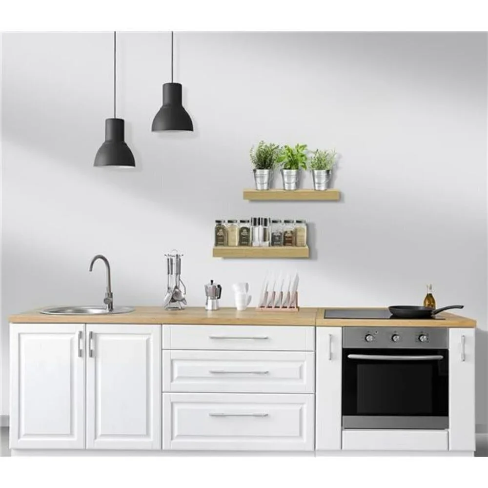Floating Shelves for Wall Bathroom Shelves Wall Mounted StorageMaple Wood 2 Pack
